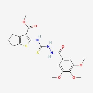 molecular formula C20H23N3O6S2 B4268593 methyl 2-({[2-(3,4,5-trimethoxybenzoyl)hydrazino]carbonothioyl}amino)-5,6-dihydro-4H-cyclopenta[b]thiophene-3-carboxylate 