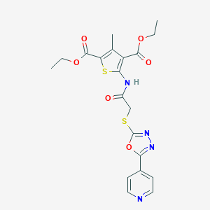 Diethyl 3-methyl-5-[[2-[(5-pyridin-4-yl-1,3,4-oxadiazol-2-yl)sulfanyl]acetyl]amino]thiophene-2,4-dicarboxylate