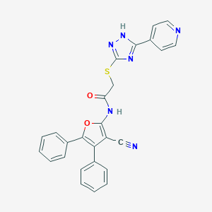 molecular formula C26H18N6O2S B426863 N-(3-cyano-4,5-diphenylfuran-2-yl)-2-{[5-(pyridin-4-yl)-4H-1,2,4-triazol-3-yl]sulfanyl}acetamide 