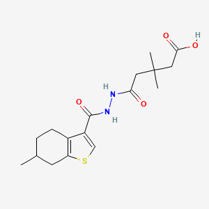 molecular formula C17H24N2O4S B4268645 3,3-dimethyl-5-{2-[(6-methyl-4,5,6,7-tetrahydro-1-benzothien-3-yl)carbonyl]hydrazino}-5-oxopentanoic acid 