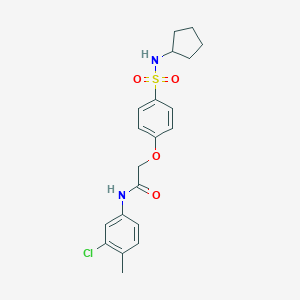 molecular formula C20H23ClN2O4S B426867 N-(3-chloro-4-methylphenyl)-2-[4-(cyclopentylsulfamoyl)phenoxy]acetamide 