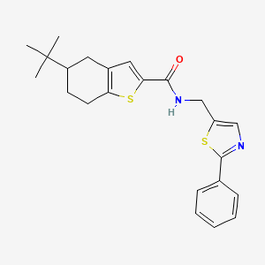 molecular formula C23H26N2OS2 B4268676 5-tert-butyl-N-[(2-phenyl-1,3-thiazol-5-yl)methyl]-4,5,6,7-tetrahydro-1-benzothiophene-2-carboxamide 