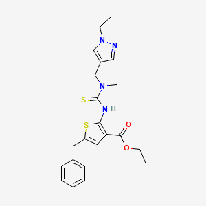 molecular formula C22H26N4O2S2 B4268684 ethyl 5-benzyl-2-({[[(1-ethyl-1H-pyrazol-4-yl)methyl](methyl)amino]carbonothioyl}amino)-3-thiophenecarboxylate 