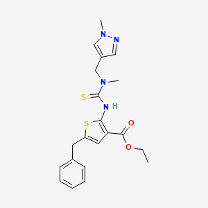 molecular formula C21H24N4O2S2 B4268687 ethyl 5-benzyl-2-[({methyl[(1-methyl-1H-pyrazol-4-yl)methyl]amino}carbonothioyl)amino]-3-thiophenecarboxylate 