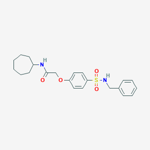 molecular formula C22H28N2O4S B426870 2-{4-[(benzylamino)sulfonyl]phenoxy}-N-cycloheptylacetamide 