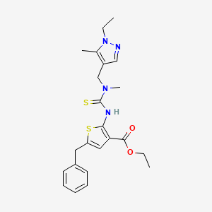 molecular formula C23H28N4O2S2 B4268709 ethyl 5-benzyl-2-({[[(1-ethyl-5-methyl-1H-pyrazol-4-yl)methyl](methyl)amino]carbonothioyl}amino)-3-thiophenecarboxylate 