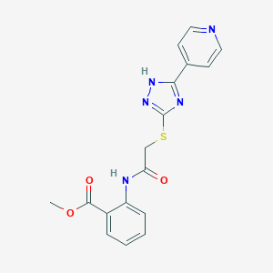 molecular formula C17H15N5O3S B426872 methyl 2-[({[5-(4-pyridinyl)-4H-1,2,4-triazol-3-yl]sulfanyl}acetyl)amino]benzoate CAS No. 586997-48-0