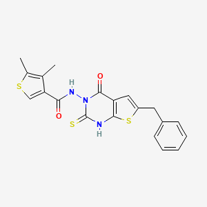 molecular formula C20H17N3O2S3 B4268739 N-(6-benzyl-2-mercapto-4-oxothieno[2,3-d]pyrimidin-3(4H)-yl)-4,5-dimethyl-3-thiophenecarboxamide 