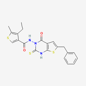 molecular formula C21H19N3O2S3 B4268742 N-(6-benzyl-2-mercapto-4-oxothieno[2,3-d]pyrimidin-3(4H)-yl)-4-ethyl-5-methyl-3-thiophenecarboxamide 