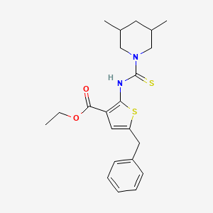 molecular formula C22H28N2O2S2 B4268757 ethyl 5-benzyl-2-{[(3,5-dimethyl-1-piperidinyl)carbonothioyl]amino}-3-thiophenecarboxylate 