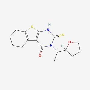 molecular formula C16H20N2O2S2 B4268768 2-mercapto-3-[1-(tetrahydro-2-furanyl)ethyl]-5,6,7,8-tetrahydro[1]benzothieno[2,3-d]pyrimidin-4(3H)-one 