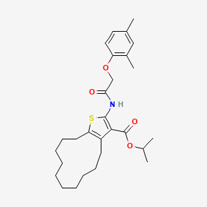 molecular formula C28H39NO4S B4268816 isopropyl 2-{[(2,4-dimethylphenoxy)acetyl]amino}-4,5,6,7,8,9,10,11,12,13-decahydrocyclododeca[b]thiophene-3-carboxylate 