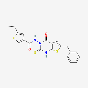 molecular formula C20H17N3O2S3 B4268818 N-(6-benzyl-2-mercapto-4-oxothieno[2,3-d]pyrimidin-3(4H)-yl)-5-ethyl-3-thiophenecarboxamide 