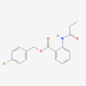 molecular formula C17H16BrNO3 B426882 (4-Bromophenyl)methyl 2-(propanoylamino)benzoate CAS No. 650595-15-6