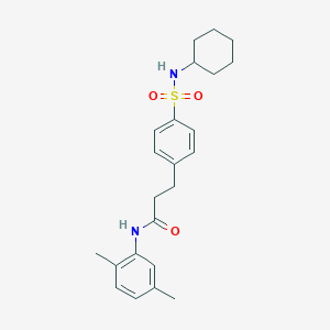 molecular formula C23H30N2O3S B426883 3-{4-[(cyclohexylamino)sulfonyl]phenyl}-N-(2,5-dimethylphenyl)propanamide 