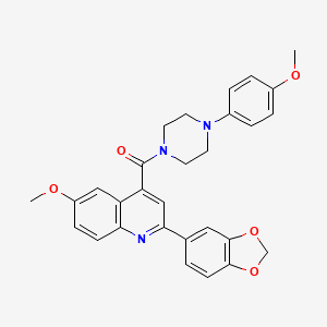 molecular formula C29H27N3O5 B4268862 2-(1,3-benzodioxol-5-yl)-6-methoxy-4-{[4-(4-methoxyphenyl)-1-piperazinyl]carbonyl}quinoline 