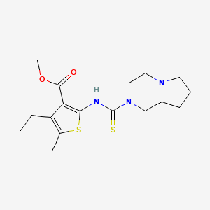 molecular formula C17H25N3O2S2 B4268889 methyl 4-ethyl-2-[(hexahydropyrrolo[1,2-a]pyrazin-2(1H)-ylcarbonothioyl)amino]-5-methyl-3-thiophenecarboxylate 