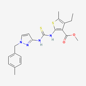molecular formula C21H24N4O2S2 B4268901 methyl 4-ethyl-5-methyl-2-[({[1-(4-methylbenzyl)-1H-pyrazol-3-yl]amino}carbonothioyl)amino]-3-thiophenecarboxylate 