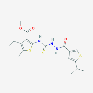 molecular formula C18H23N3O3S3 B4268913 methyl 4-ethyl-2-[({2-[(5-isopropyl-3-thienyl)carbonyl]hydrazino}carbonothioyl)amino]-5-methyl-3-thiophenecarboxylate 