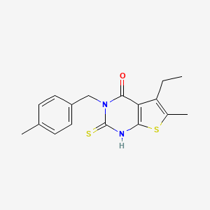 molecular formula C17H18N2OS2 B4268929 5-ethyl-2-mercapto-6-methyl-3-(4-methylbenzyl)thieno[2,3-d]pyrimidin-4(3H)-one 