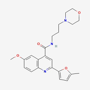molecular formula C23H27N3O4 B4268947 6-methoxy-2-(5-methyl-2-furyl)-N-[3-(4-morpholinyl)propyl]-4-quinolinecarboxamide 