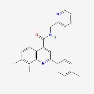 molecular formula C26H25N3O B4268956 2-(4-ethylphenyl)-7,8-dimethyl-N-(2-pyridinylmethyl)-4-quinolinecarboxamide 