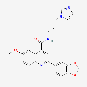 molecular formula C24H22N4O4 B4268999 2-(1,3-benzodioxol-5-yl)-N-[3-(1H-imidazol-1-yl)propyl]-6-methoxy-4-quinolinecarboxamide 