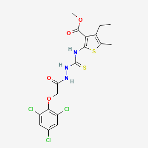 molecular formula C18H18Cl3N3O4S2 B4269001 methyl 4-ethyl-5-methyl-2-[({2-[(2,4,6-trichlorophenoxy)acetyl]hydrazino}carbonothioyl)amino]-3-thiophenecarboxylate 