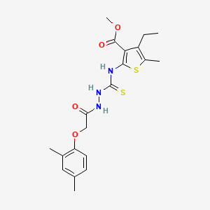 molecular formula C20H25N3O4S2 B4269008 methyl 2-[({2-[(2,4-dimethylphenoxy)acetyl]hydrazino}carbonothioyl)amino]-4-ethyl-5-methyl-3-thiophenecarboxylate 