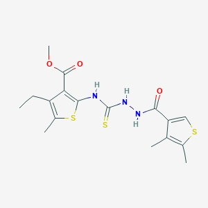 molecular formula C17H21N3O3S3 B4269009 methyl 2-[({2-[(4,5-dimethyl-3-thienyl)carbonyl]hydrazino}carbonothioyl)amino]-4-ethyl-5-methyl-3-thiophenecarboxylate 