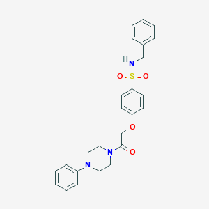 molecular formula C25H27N3O4S B426902 N-benzyl-4-[2-oxo-2-(4-phenyl-1-piperazinyl)ethoxy]benzenesulfonamide 