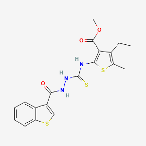 molecular formula C19H19N3O3S3 B4269022 methyl 2-({[2-(1-benzothien-3-ylcarbonyl)hydrazino]carbonothioyl}amino)-4-ethyl-5-methyl-3-thiophenecarboxylate 