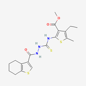 molecular formula C19H23N3O3S3 B4269026 methyl 4-ethyl-5-methyl-2-({[2-(4,5,6,7-tetrahydro-1-benzothien-3-ylcarbonyl)hydrazino]carbonothioyl}amino)-3-thiophenecarboxylate 