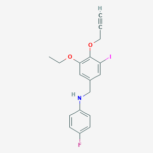 molecular formula C18H17FINO2 B426904 N-[3-ethoxy-5-iodo-4-(2-propynyloxy)benzyl]-N-(4-fluorophenyl)amine 