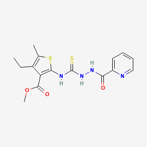 molecular formula C16H18N4O3S2 B4269044 methyl 4-ethyl-5-methyl-2-({[2-(2-pyridinylcarbonyl)hydrazino]carbonothioyl}amino)-3-thiophenecarboxylate 