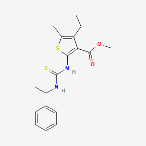 molecular formula C18H22N2O2S2 B4269068 methyl 4-ethyl-5-methyl-2-({[(1-phenylethyl)amino]carbonothioyl}amino)-3-thiophenecarboxylate 