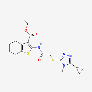 molecular formula C19H24N4O3S2 B4269076 ethyl 2-({[(5-cyclopropyl-4-methyl-4H-1,2,4-triazol-3-yl)thio]acetyl}amino)-4,5,6,7-tetrahydro-1-benzothiophene-3-carboxylate 