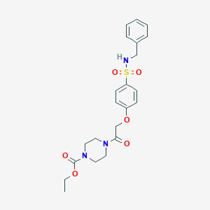 molecular formula C22H27N3O6S B426908 Ethyl 4-({4-[(benzylamino)sulfonyl]phenoxy}acetyl)-1-piperazinecarboxylate 