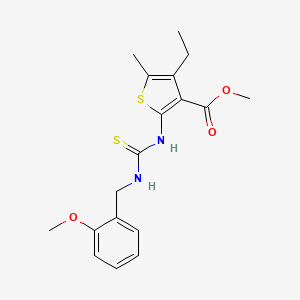 molecular formula C18H22N2O3S2 B4269085 methyl 4-ethyl-2-({[(2-methoxybenzyl)amino]carbonothioyl}amino)-5-methyl-3-thiophenecarboxylate 