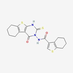 molecular formula C19H19N3O2S3 B4269092 N-(2-mercapto-4-oxo-5,6,7,8-tetrahydro[1]benzothieno[2,3-d]pyrimidin-3(4H)-yl)-4,5,6,7-tetrahydro-1-benzothiophene-3-carboxamide 