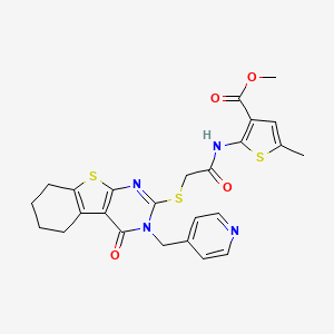 molecular formula C25H24N4O4S3 B4269099 methyl 5-methyl-2-[({[4-oxo-3-(4-pyridinylmethyl)-3,4,5,6,7,8-hexahydro[1]benzothieno[2,3-d]pyrimidin-2-yl]thio}acetyl)amino]-3-thiophenecarboxylate 