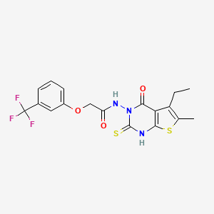 molecular formula C18H16F3N3O3S2 B4269107 N-(5-ethyl-2-mercapto-6-methyl-4-oxothieno[2,3-d]pyrimidin-3(4H)-yl)-2-[3-(trifluoromethyl)phenoxy]acetamide 