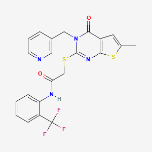 molecular formula C22H17F3N4O2S2 B4269120 2-{[6-methyl-4-oxo-3-(3-pyridinylmethyl)-3,4-dihydrothieno[2,3-d]pyrimidin-2-yl]thio}-N-[2-(trifluoromethyl)phenyl]acetamide 