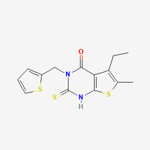 molecular formula C14H14N2OS3 B4269146 5-ethyl-2-mercapto-6-methyl-3-(2-thienylmethyl)thieno[2,3-d]pyrimidin-4(3H)-one 