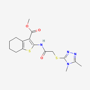 molecular formula C16H20N4O3S2 B4269152 methyl 2-({[(4,5-dimethyl-4H-1,2,4-triazol-3-yl)thio]acetyl}amino)-4,5,6,7-tetrahydro-1-benzothiophene-3-carboxylate 