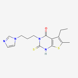 molecular formula C15H18N4OS2 B4269153 5-ethyl-3-[3-(1H-imidazol-1-yl)propyl]-2-mercapto-6-methylthieno[2,3-d]pyrimidin-4(3H)-one 
