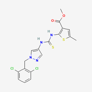 molecular formula C18H16Cl2N4O2S2 B4269158 methyl 2-[({[1-(2,6-dichlorobenzyl)-1H-pyrazol-4-yl]amino}carbonothioyl)amino]-5-methyl-3-thiophenecarboxylate 