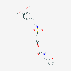 molecular formula C23H26N2O7S B426917 2-[4-({[2-(3,4-dimethoxyphenyl)ethyl]amino}sulfonyl)phenoxy]-N-(2-furylmethyl)acetamide 