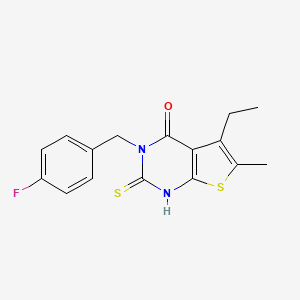 molecular formula C16H15FN2OS2 B4269187 5-ethyl-3-(4-fluorobenzyl)-2-mercapto-6-methylthieno[2,3-d]pyrimidin-4(3H)-one 