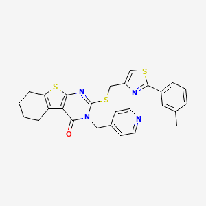 molecular formula C27H24N4OS3 B4269208 2-({[2-(3-methylphenyl)-1,3-thiazol-4-yl]methyl}thio)-3-(4-pyridinylmethyl)-5,6,7,8-tetrahydro[1]benzothieno[2,3-d]pyrimidin-4(3H)-one 